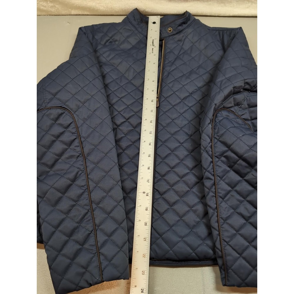 Orvis Womens Quilted Jacket Navy Blue Diamond Stitch Snap Collar Small 1775 - Picture 12 of 12
